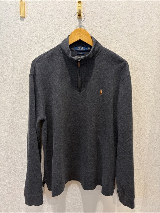 Polo Ralph Lauren Other - Polo by Ralph Lauren - Dark Charcoal Half-Zip Sweater with Emblem - Estate Rib